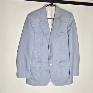 Vintage Towncraft Blue Sport Coat with Notched Lapels and Textured Fabric